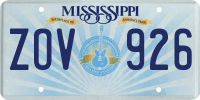 MS license plate ZOV926