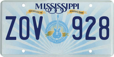 MS license plate ZOV928
