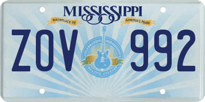 MS license plate ZOV992