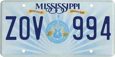 MS license plate ZOV994