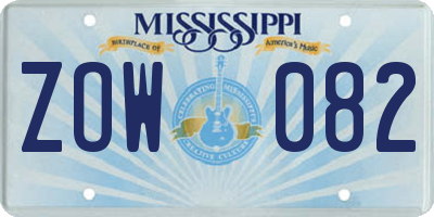 MS license plate ZOW082
