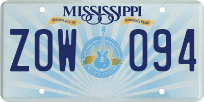 MS license plate ZOW094