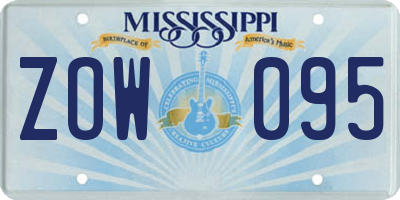 MS license plate ZOW095