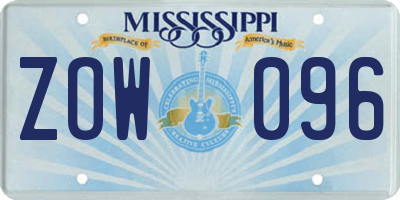 MS license plate ZOW096