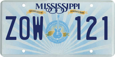 MS license plate ZOW121