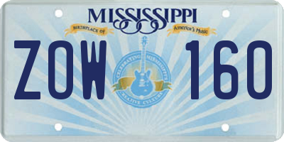 MS license plate ZOW160