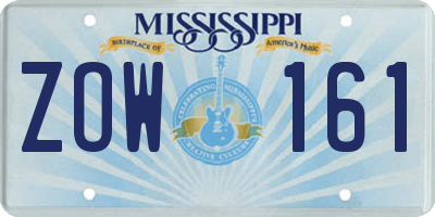 MS license plate ZOW161