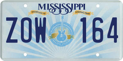 MS license plate ZOW164