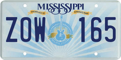 MS license plate ZOW165
