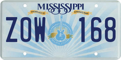 MS license plate ZOW168