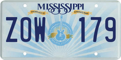 MS license plate ZOW179