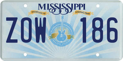 MS license plate ZOW186