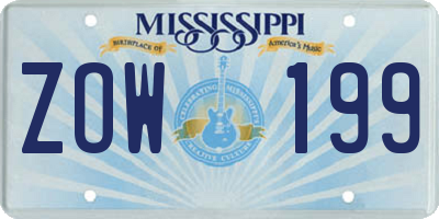 MS license plate ZOW199