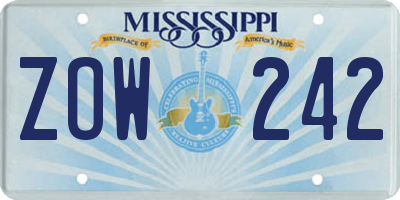 MS license plate ZOW242
