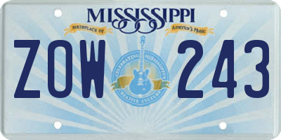 MS license plate ZOW243