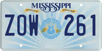 MS license plate ZOW261