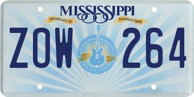 MS license plate ZOW264