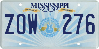 MS license plate ZOW276