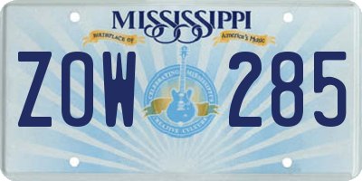 MS license plate ZOW285