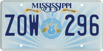 MS license plate ZOW296