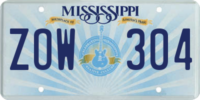 MS license plate ZOW304