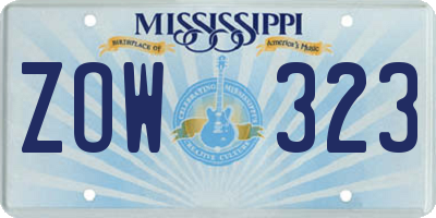 MS license plate ZOW323