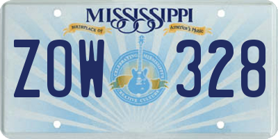 MS license plate ZOW328