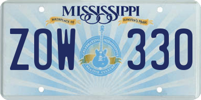 MS license plate ZOW330