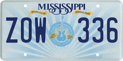 MS license plate ZOW336