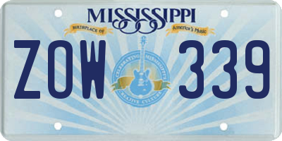 MS license plate ZOW339