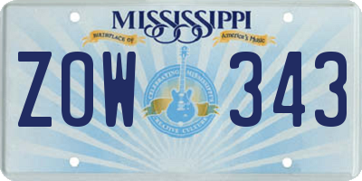 MS license plate ZOW343