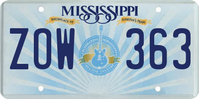 MS license plate ZOW363