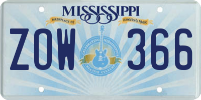 MS license plate ZOW366