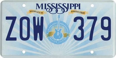 MS license plate ZOW379