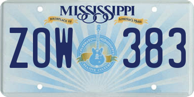 MS license plate ZOW383