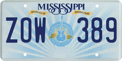 MS license plate ZOW389