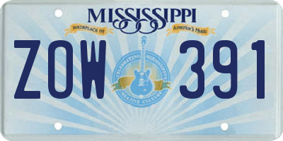 MS license plate ZOW391