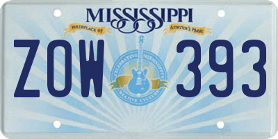 MS license plate ZOW393