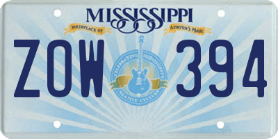 MS license plate ZOW394
