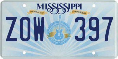 MS license plate ZOW397