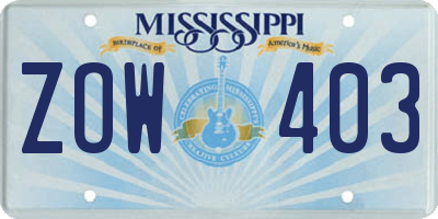 MS license plate ZOW403