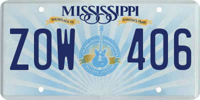 MS license plate ZOW406