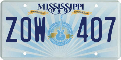 MS license plate ZOW407