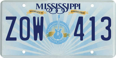 MS license plate ZOW413