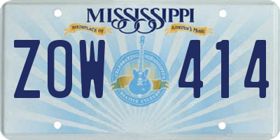 MS license plate ZOW414