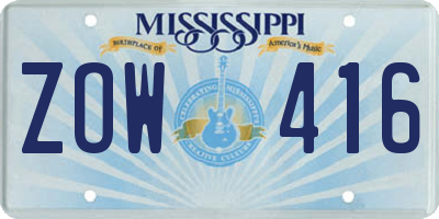 MS license plate ZOW416