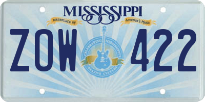 MS license plate ZOW422