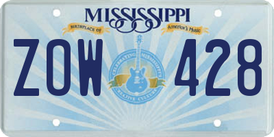 MS license plate ZOW428