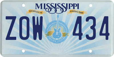 MS license plate ZOW434