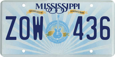 MS license plate ZOW436